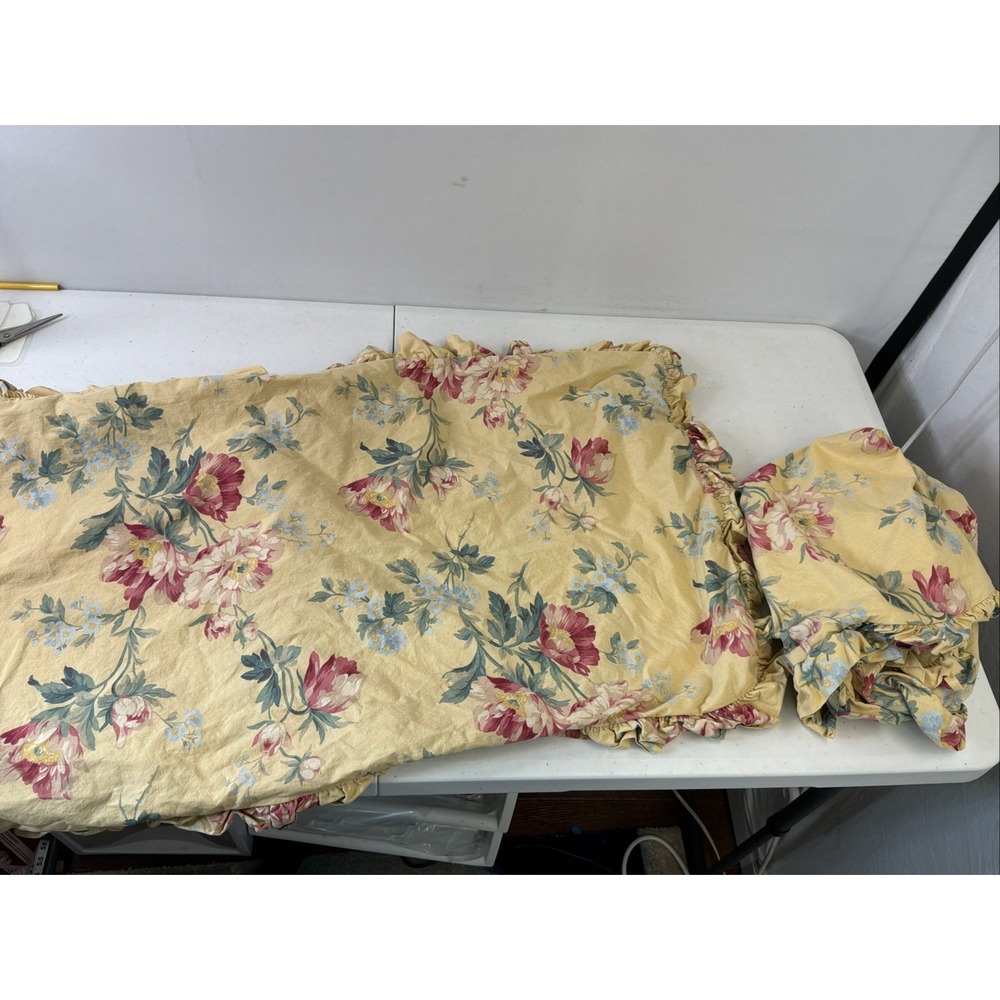 Vintage Ralph Lauren Parsonage King Pillow Shams Floral Ruffled Cottage READ!